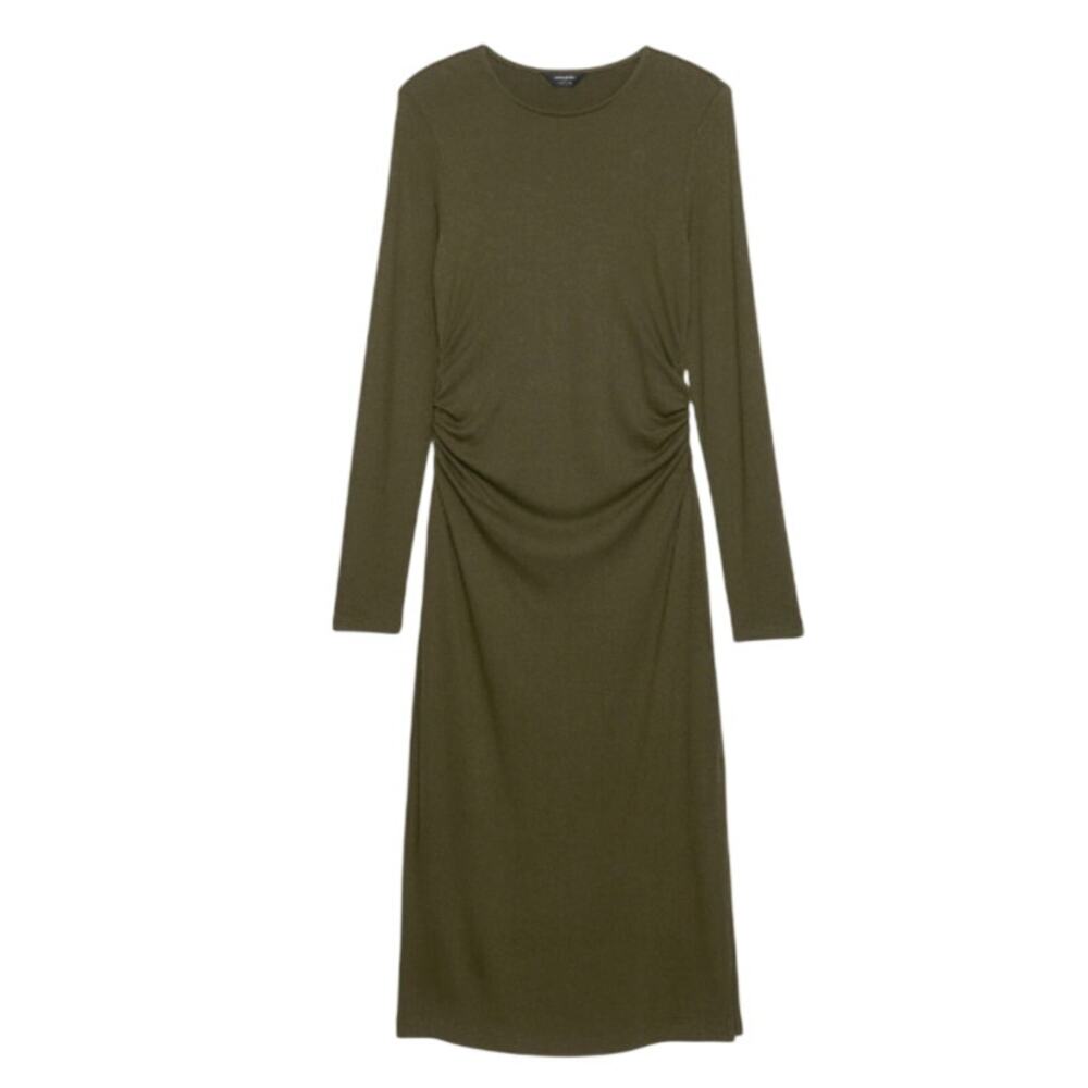 NWT!! Banana Republic Factory Soft Luxe Shirred-Side Midi Dress Green Size S